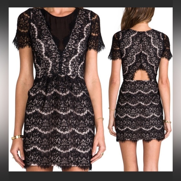 Dolce Vita Black Eyelash Lace Cutout Mini Dress Extra Small - Picture 1 of 14